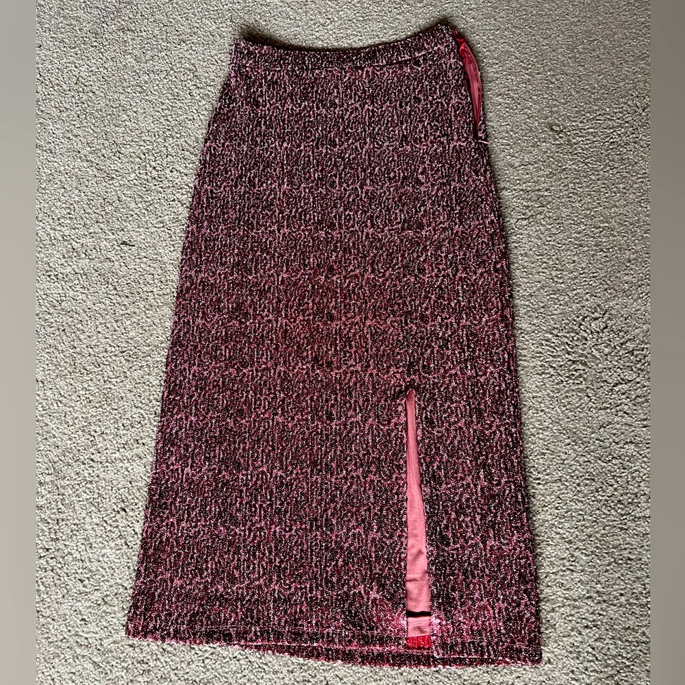 Sparkly Anthropologie High Rise Sequin Skirt with slit